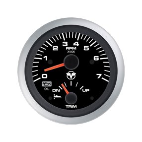 Tachometer with Trim Gauge and Oil Pressure Light