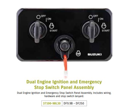Suzuki Dual Engine Ignition and Emergency Stop Switch Panel Assembly 37100-98L30