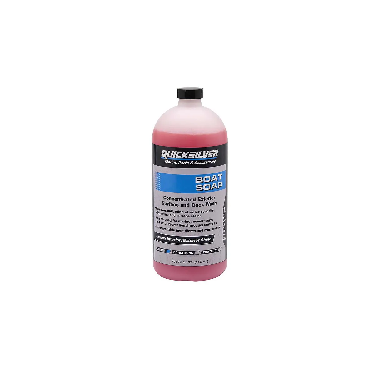 Quicksilver Boat Soap For Aluminum and Fiberglass Boats interior/exterior, PWC and Recreational Vehicles, 32 oz
