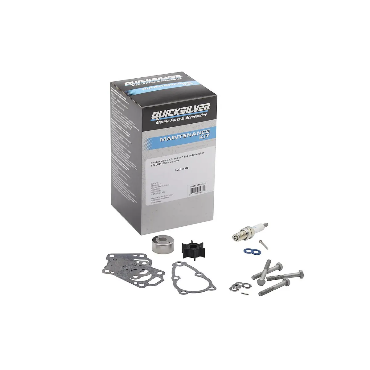 Quicksilver 8M0181315 Outboard Service Kit for Mercury 4-6hp Carbureted Outboards