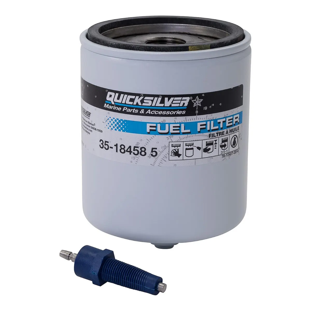 Quicksilver 18458Q4 Water Separating Fuel Filter Kit with Blue Water Warning Sensor for Mercury Outboards