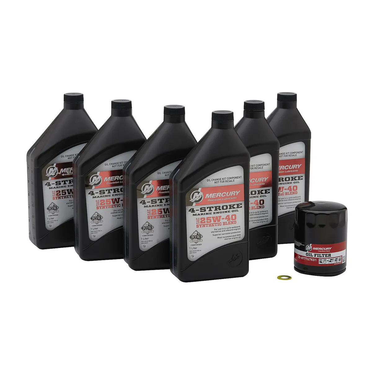 Mercury 8M0188358 25W-40 4-Stroke Outboard Oil Change Kit for Mercury L4 150-200hp Verado Outboards