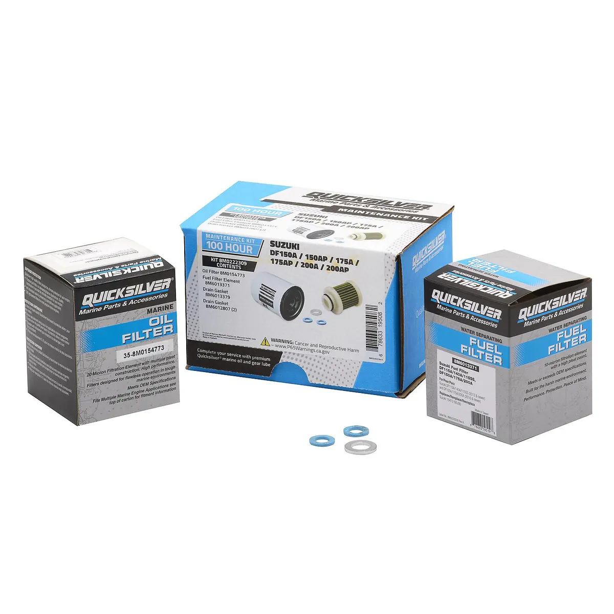 Quicksilver 8M0222309 100 Hour Maintenance Kit for Suzuki DF150A/150AP/175A/175AP/200A/200AP Outboards