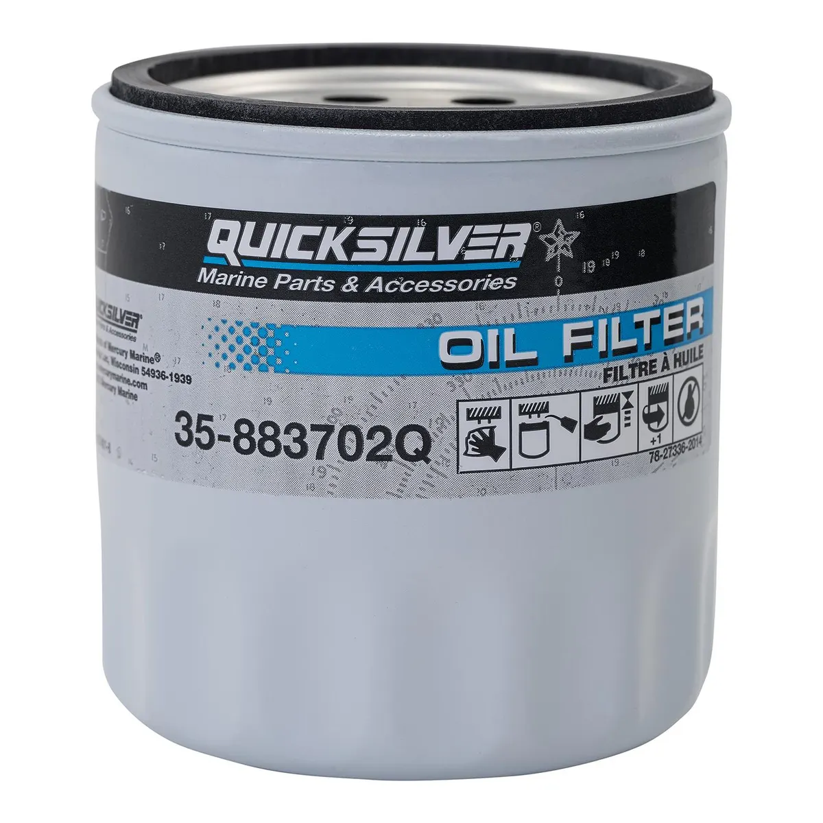 Quicksilver 883702Q Engine Block Mount Oil Filter for V6 MerCruiser Sterndrive Engines