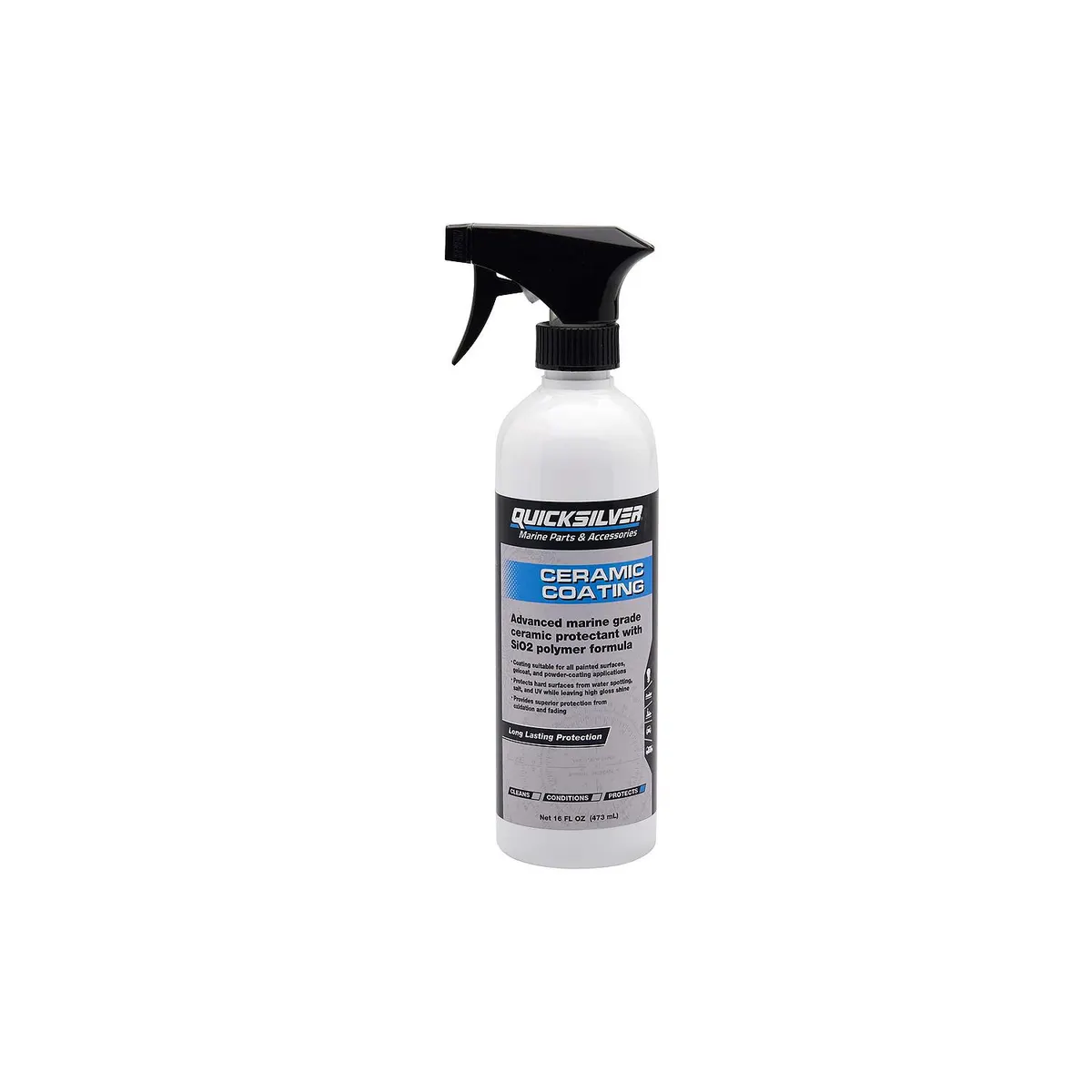 Quicksilver Ceramic Coating Marine Spray on Detailer for Boats, Outboard Engine, Fiberglass and Gel Coats, 16 oz