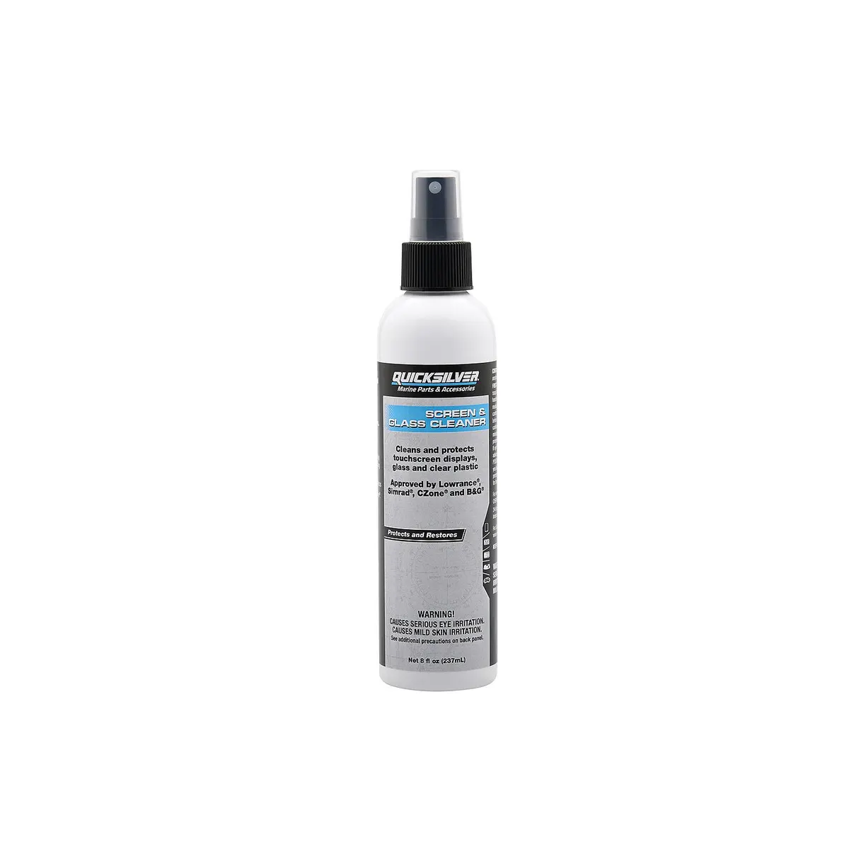 Quicksilver 8M0224418 Screen & Glass Cleaner for Marine Electronics, Windshields and Mirrors, 8 oz