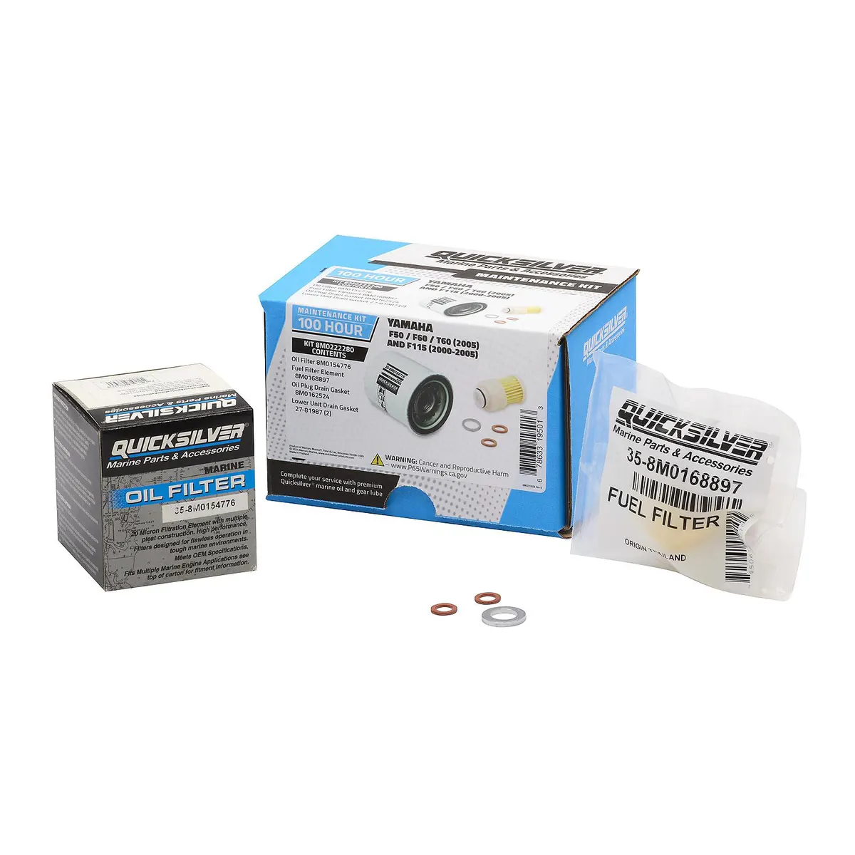 Quicksilver 8M0222280 100 Hour Maintenance Kit for Yamaha F50/F60/T60 and F115 Outboards