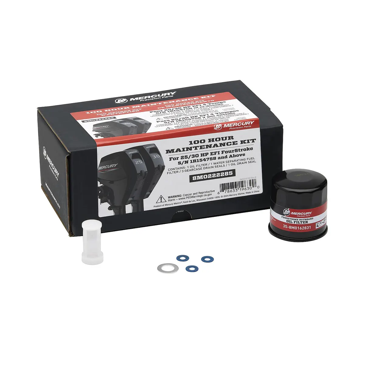 Mercury 8M0222285 25-30hp FourStroke EFI 100 Hour Maintenance Kit
