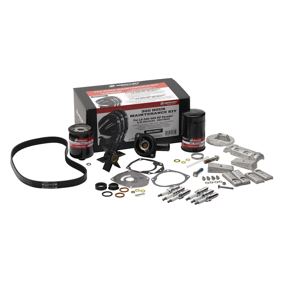 Mercury 8M0133617 L6 200-300hp Verado EFI 300 Hour Maintenance Kit with Anodes