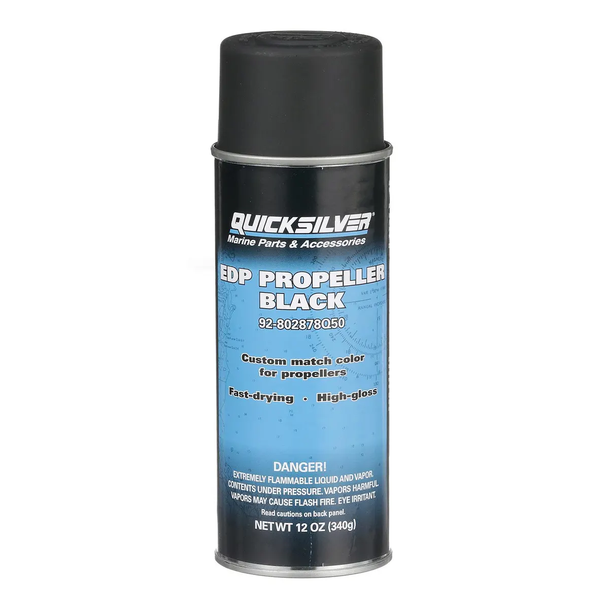 Quicksilver 802878Q50 EDP Propeller Black Satin Enamel Spray Paint, 12 oz Spray Can
