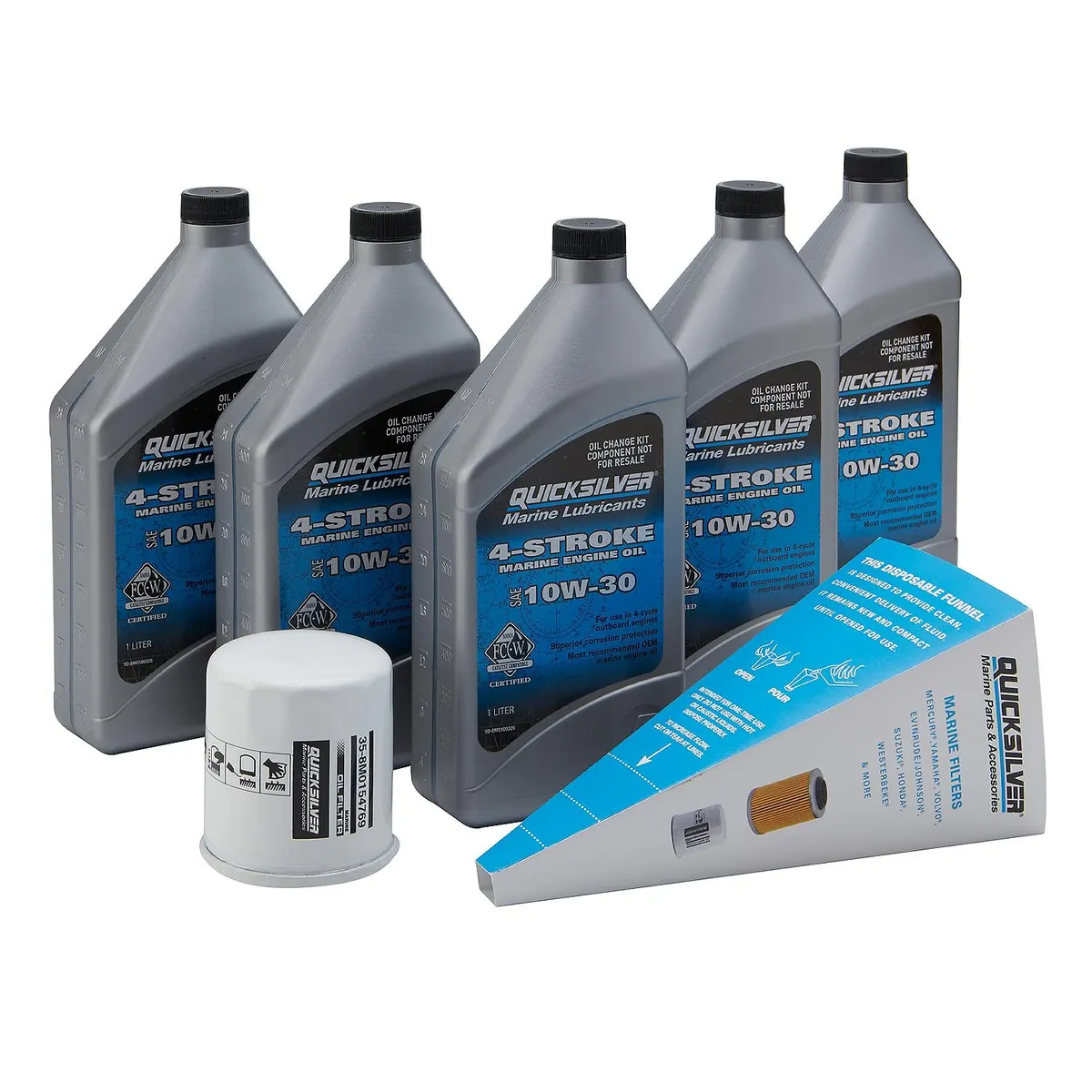 Quicksilver 10W-30 Oil Change Kit for 4-Stroke Yamaha F150 Outboards