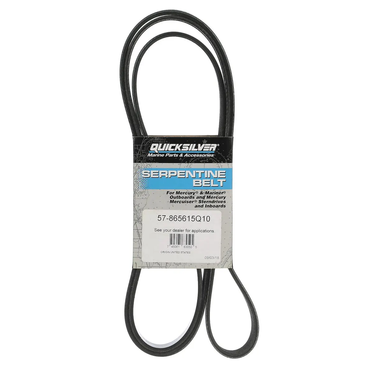Quicksilver 865615Q10 Serpentine Belt, 2,195mm Long for Select 2001-2015 MerCruiser Inboard 5.7L & 6.2L Engines